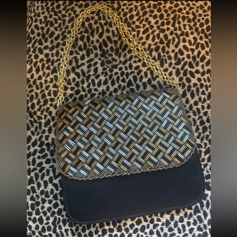 1970's Vintage Beaded Mixed Metallic Evening Bag